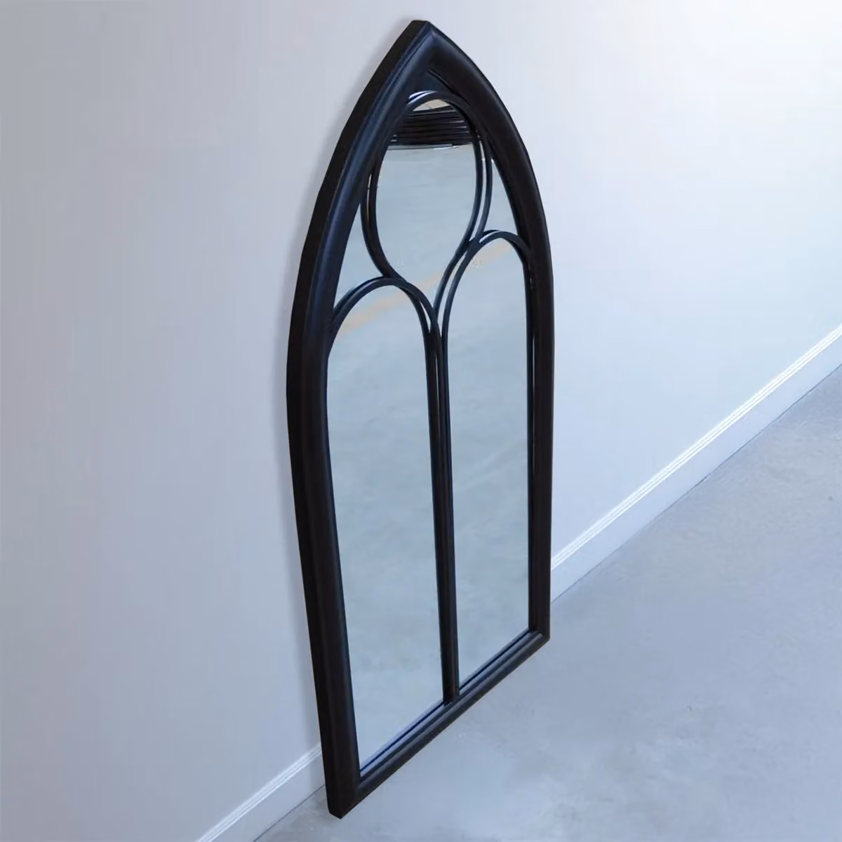 Agenzia 14 Antique Black Arched Metal Frame Window Garden Wall Mirror H 112 cm x W 61 cm – 3