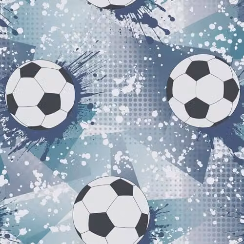 Holden Decor Storybook Football Frenzy Sport Themed Metallic Textured Wallpaper for Kids Bedrooms and Playrooms in Navy Blue and Petrol