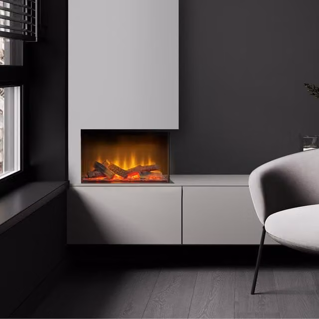 Acantha Aspire 50 Corner View Media Wall Electric Fire in Black