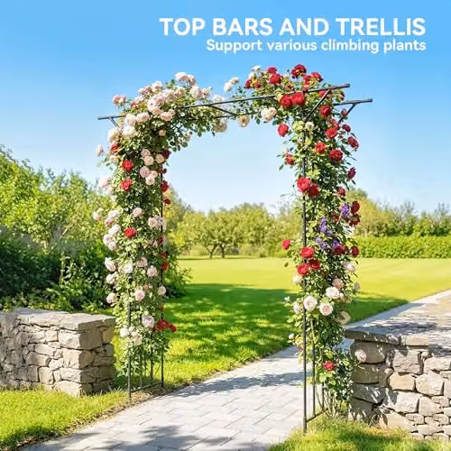 Outsunny Black Metal Garden Arch Arbour for Climbing Plants, W/D/H: 180 x 40 x 215 cm – 3