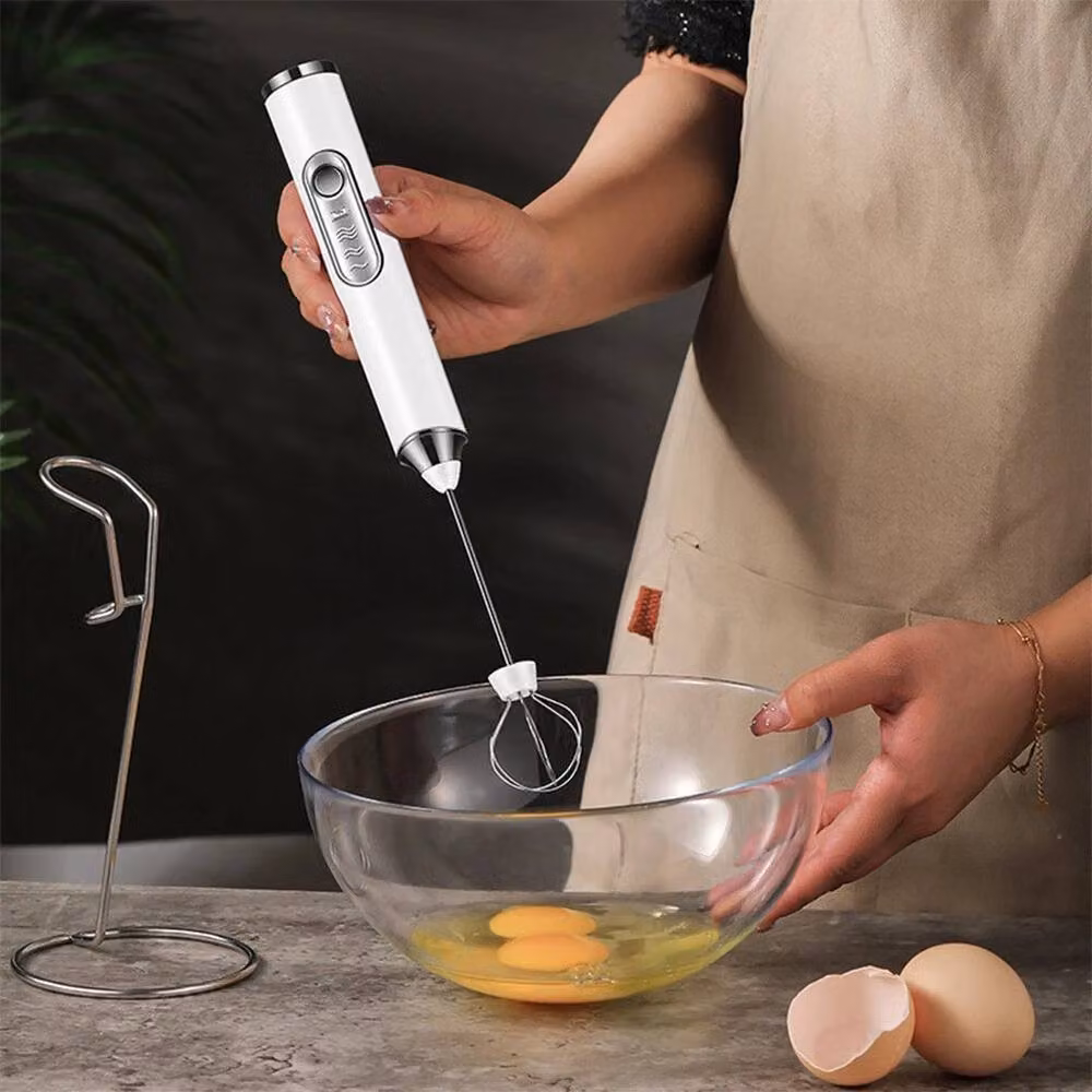 PAWNORA Rechargeable Drink Foamer Whisk and Egg Beater in White – 3