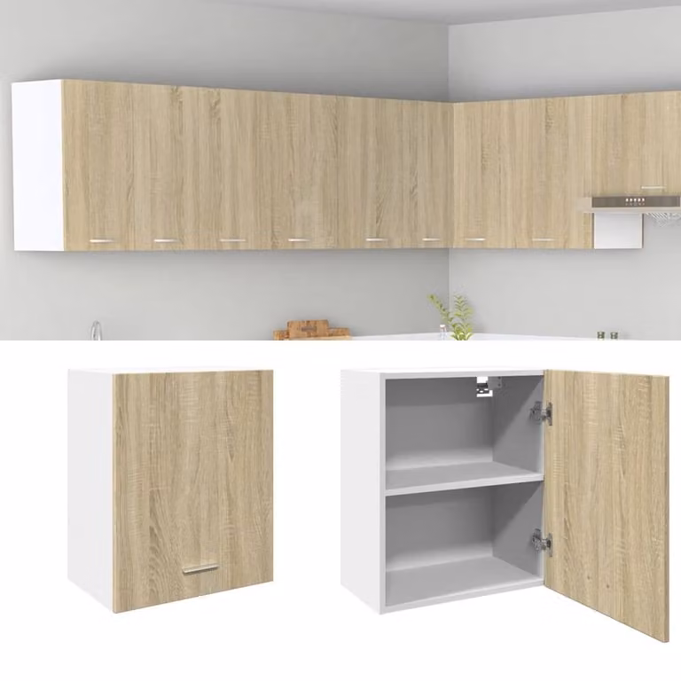 Berkfield Home Lyon Wall Mounted Cabinet in Sonoma Oak, Light Brown, W/D/H: 50 x 31 x 60 cm