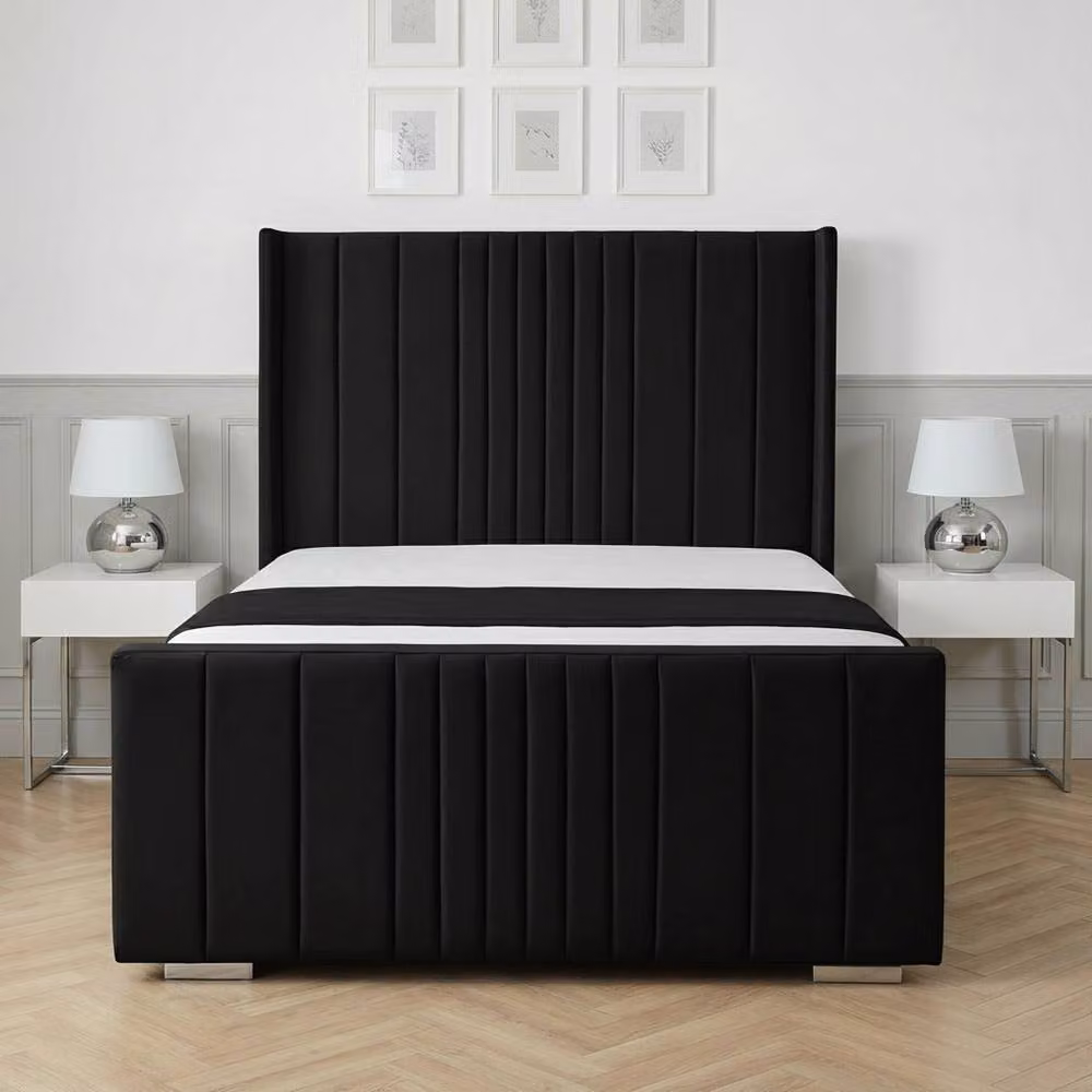 Living Comfort Bedz Cambridge Wingback Ottoman Gas Lift Storage Bed in Black Velvet, King Size (W/D/H: 180 x 200 cm) – 2