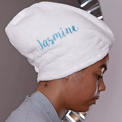Duncan Stewart Personalised Microfibre Hair Turban Towel in White – 1