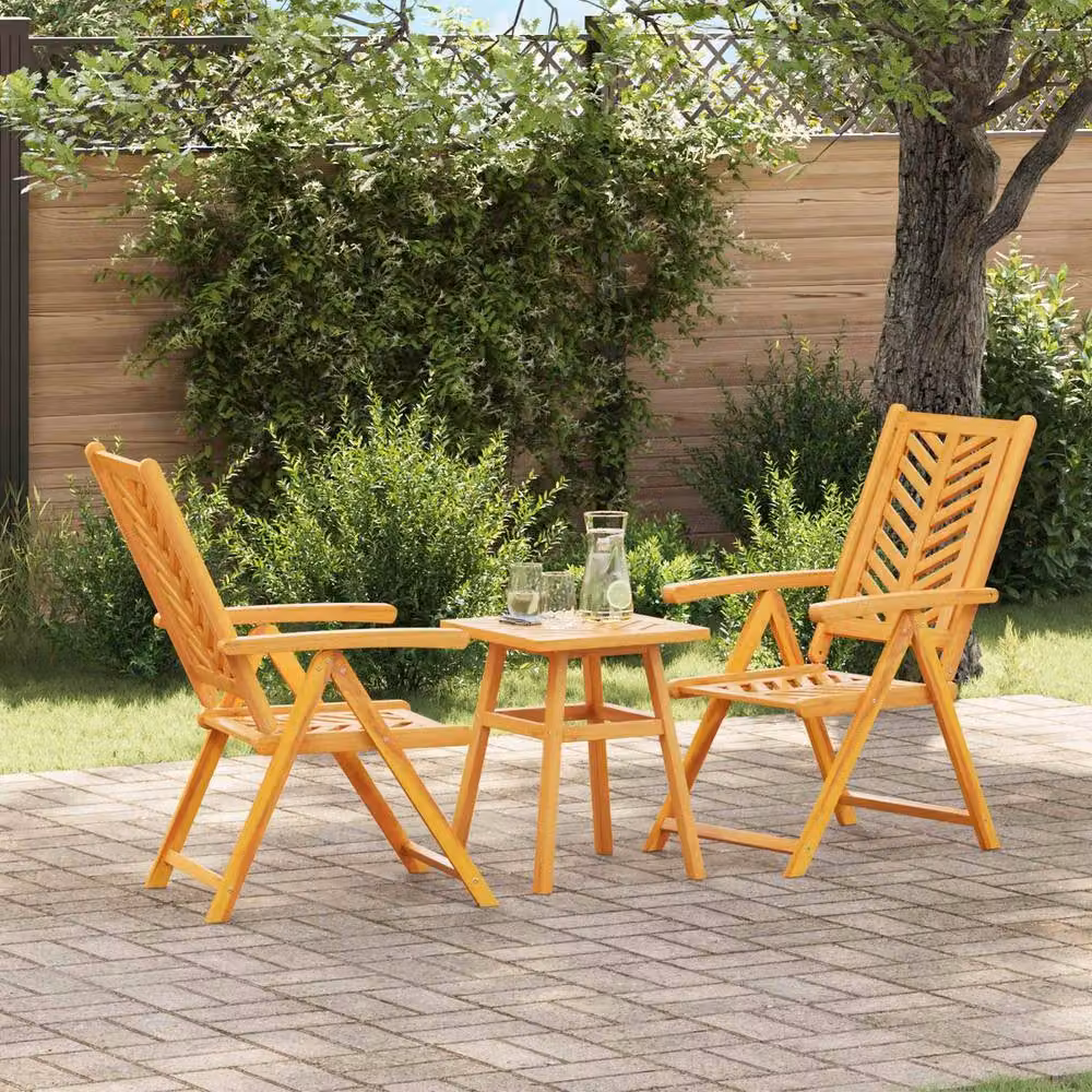 Berkfield Home 3 Piece Brown Solid Acacia Wood Garden Set – 2