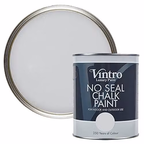 Vintro Bidston Grey No Seal Chalk Paint, Matt Water Based Interior and Exterior Paint for Wood and Metal, 1 Litre