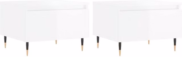 Berkfield Home Set of 2 High Gloss White Modern Coffee Tables, W/D/H: 50 x 46 x 35 cm