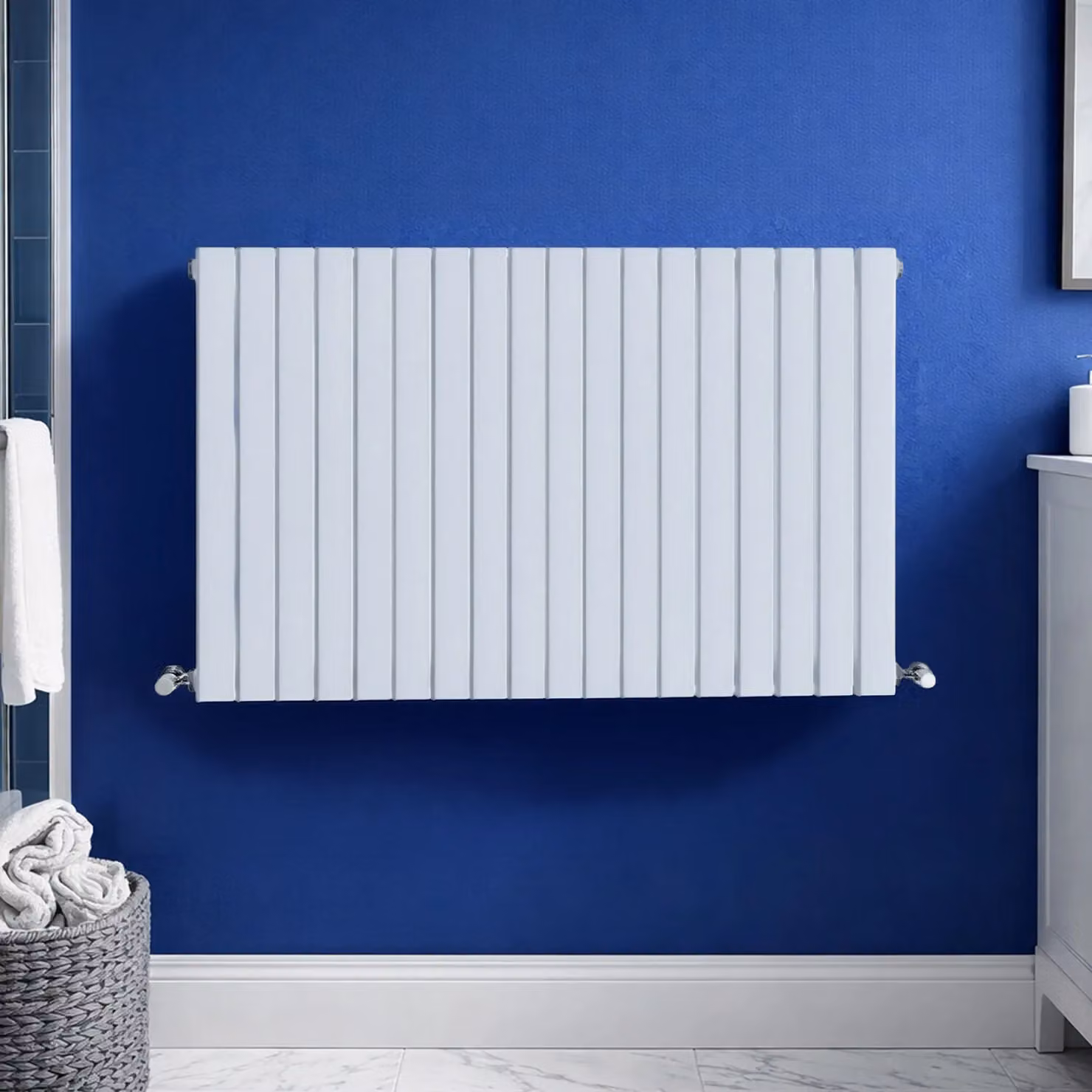 Balterley Lucia Square Horizontal Single Panel Radiator, White, H 99.2 cm x W 60.0 cm x D 10.6 cm – 5