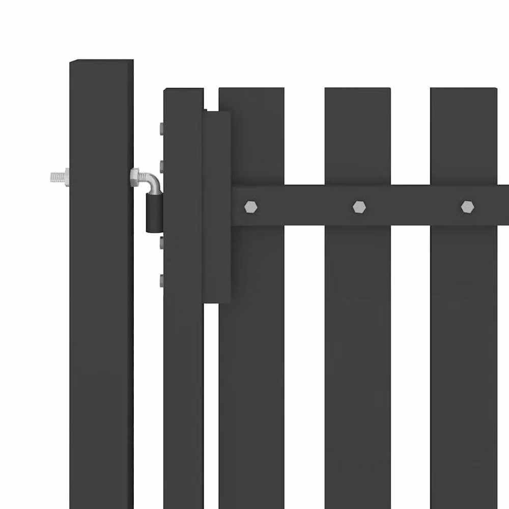 Berkfield Home Steel Garden Fence Swing Gate, Anthracite Grey, W: 2.5 m, H: 1 m – 3