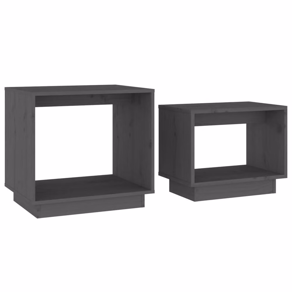 Berkfield Home Nesting Coffee Tables, Set of 2, Grey Solid Pine Wood – 2