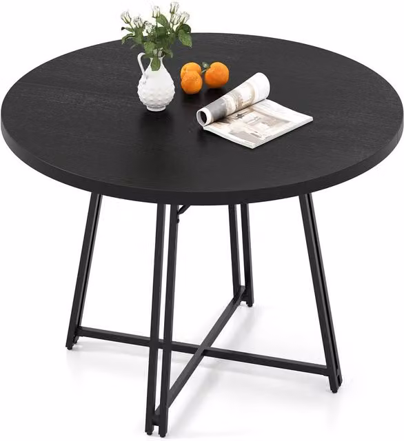 Costway Modern Round Dining Table in Black, Diameter: 118 cm