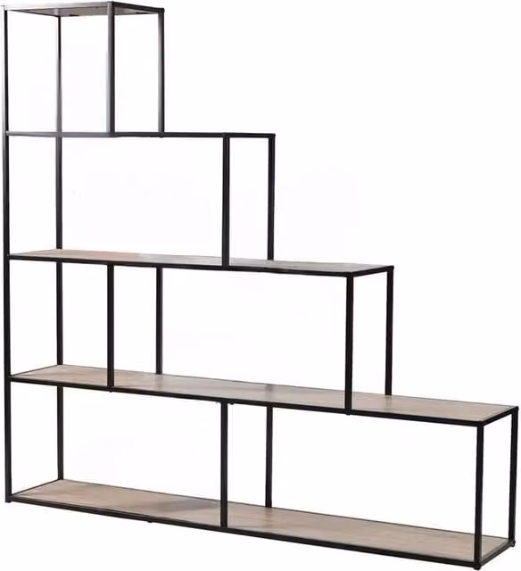 CALICOSY LEXIE 5-Tier Staircase Design Bookshelf, Black, W: 160 cm, H: 157 cm, D: 30 cm – 1