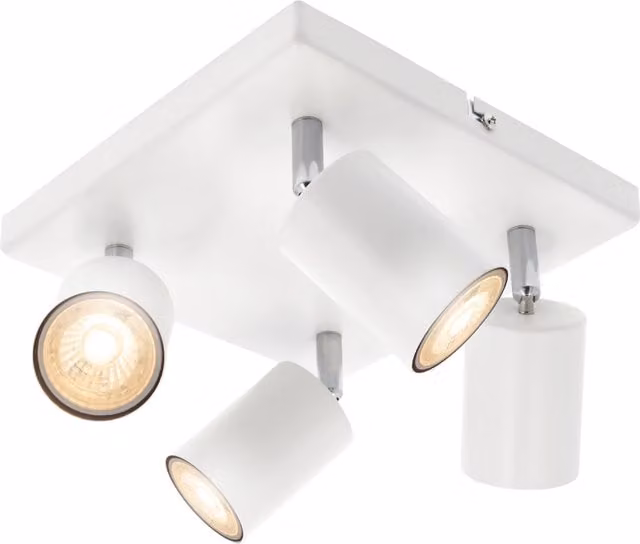 CGC Lighting Jack Square White Four Head Adjustable GU10 Ceiling Spotlight W/D/H: 21 x 21 x 13.5 cm