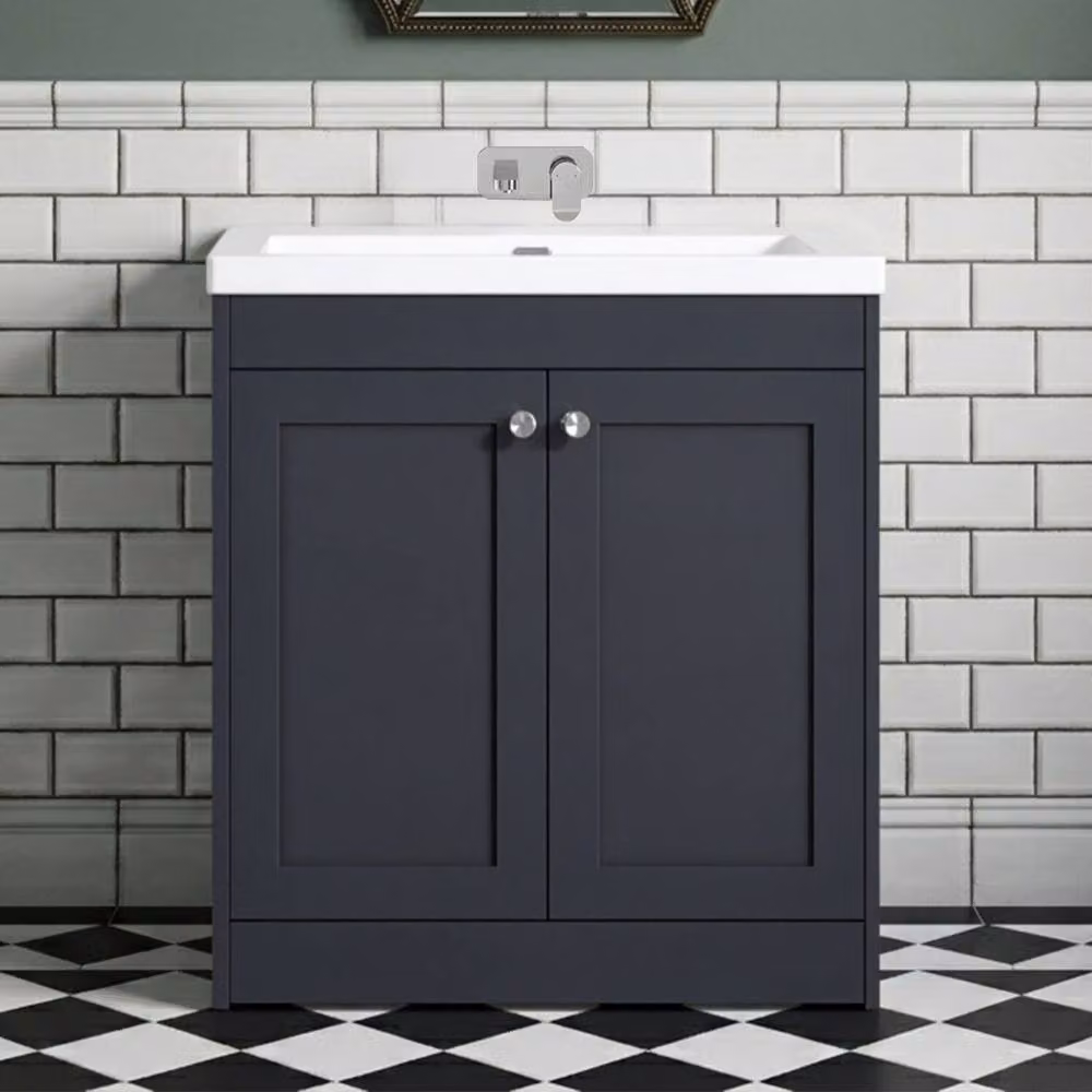Balterley Floor Standing 2 Door Vanity Unit with Basin and Rectangular Sink, Matt Anthracite Grey, W/D/H: 80 x 52.5 x 80 cm – 2