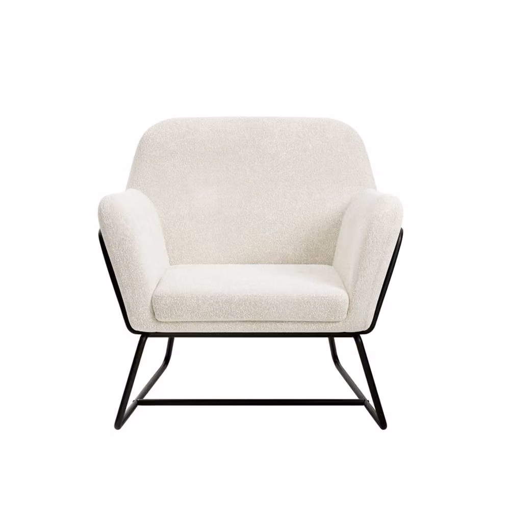 Wyld Haus Marseille Ivory Bouclé Armchair with Matt Black Metal Frame – 2