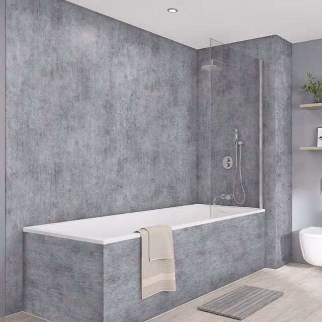 Wetwall Elite Double Post Formed Ravello Grey Stone Look Shower Wall Panel