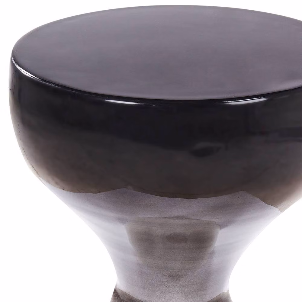 Wyld and Coco Two-Tone Round Metal Side Table in Black and White, H: 30 cm, W: 45 cm – 3