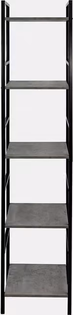 OHS 5 Tier Slim Ladder Shelving Unit in Grey with Metal and Wood Frame, H 140 x W 30 x D 24 cm – 4