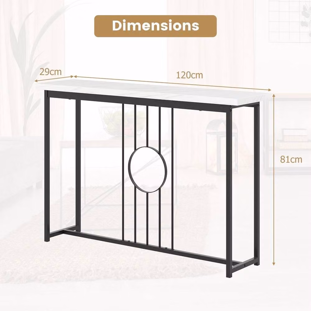 VOGREX Modern Faux Marble Rectangular Entryway Table in Gold and Multicolour, W/D/H: 120 x 81 x 3 cm – 2