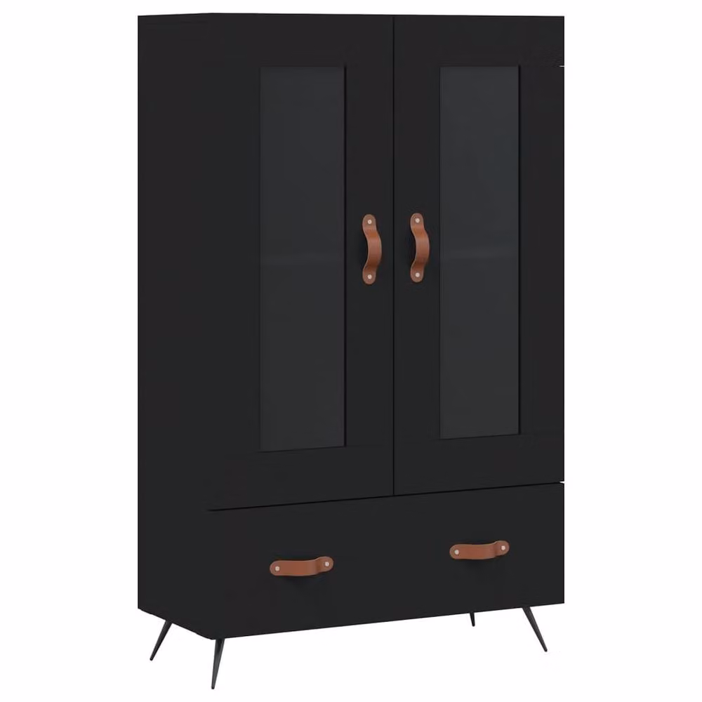 Berkfield Home Black Highboard with Glass Doors, W/D/H: 69.5 x 31 x 115 cm – 3