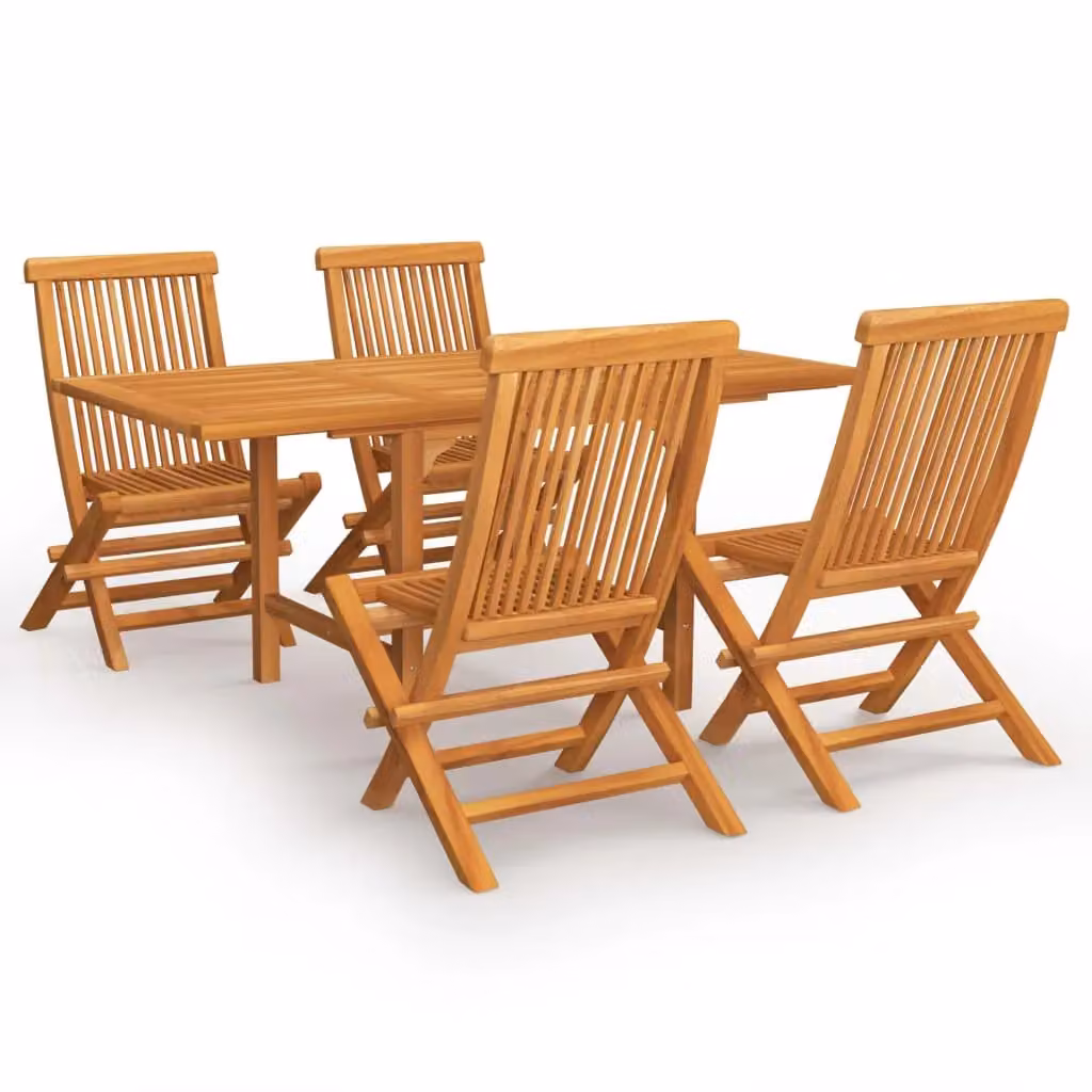 Berkfield Home 5 Piece Garden Dining Set in Brown Solid Teak Wood – 2