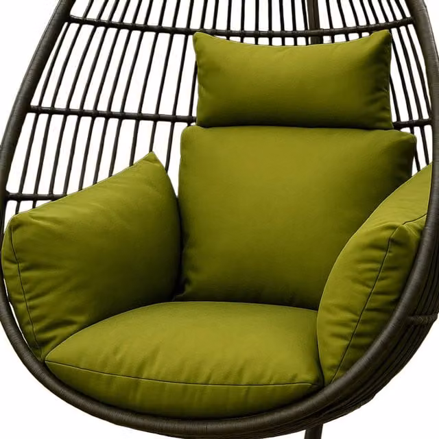 Homescapes Oval Egg Chair Cushion with Headrest in Green