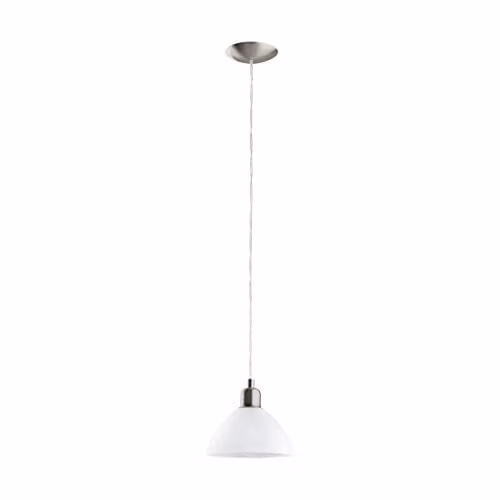 Loops Modern Pendant Light with White Glass Shade and Silver Metal Finish, E27 Bulb Compatible