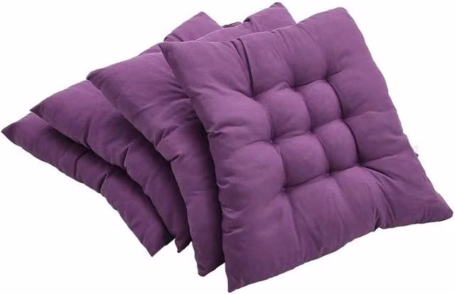 KORVIXA Set of 4 Purple Cotton Chair Seat Pad Cushions with Ties – 1