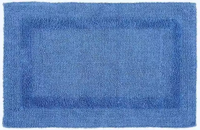 Homescapes Luxury Reversible Cotton Bath Mat, Blue, W: 50 cm, D: 80 cm – 1
