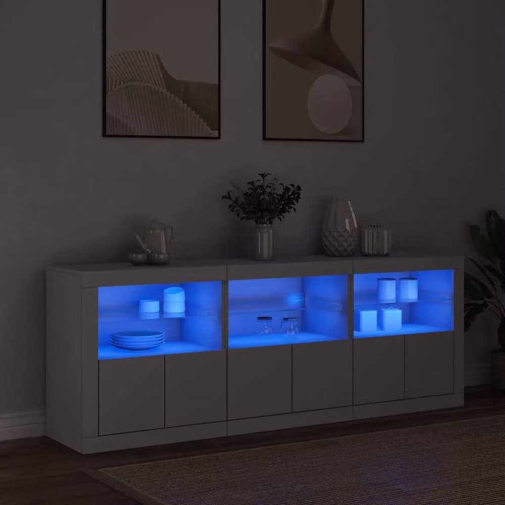 Berkfield Home Modern White Sideboard with Integrated LED Lighting, W/D/H: 181.5 x 37 x 67 cm – 2
