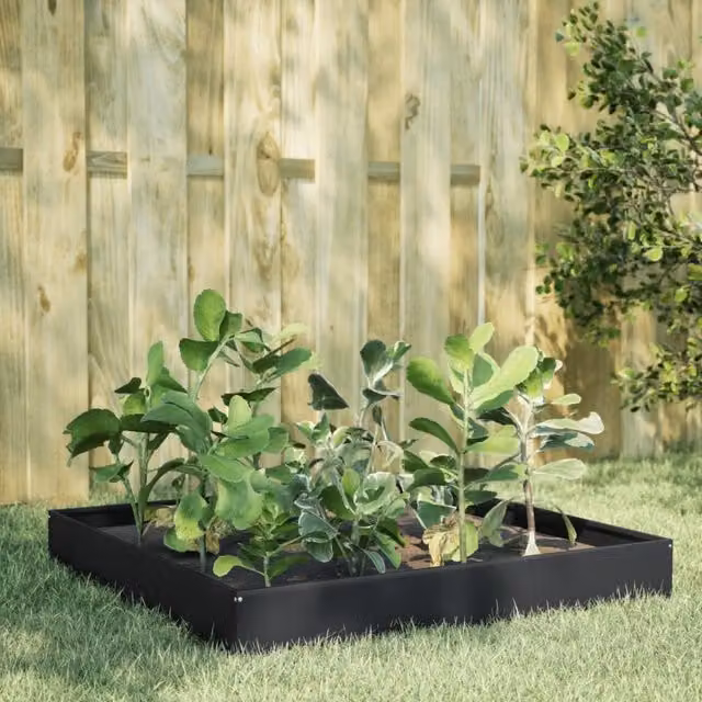 Berkfield Home Garden Black Steel Raised Bed W/D/H: 100 x 100 x 26 cm