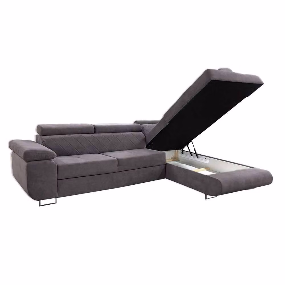 Sliding Wardrobes 4U Modern Plush Velvet Right Corner Sofa Bed in Grey – 2