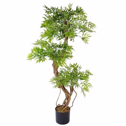 Leaf Design UK Realistic Artificial Japanese Fruticosa Ficus Tree, Green, Height: 140 cm