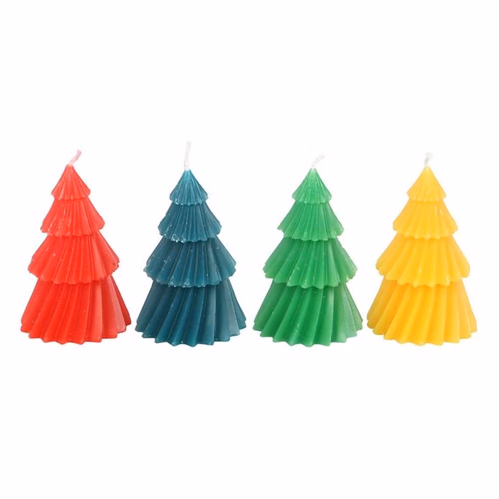 Uniqueful Set of 4 Multicolour Christmas Tree Figure Candles – 2
