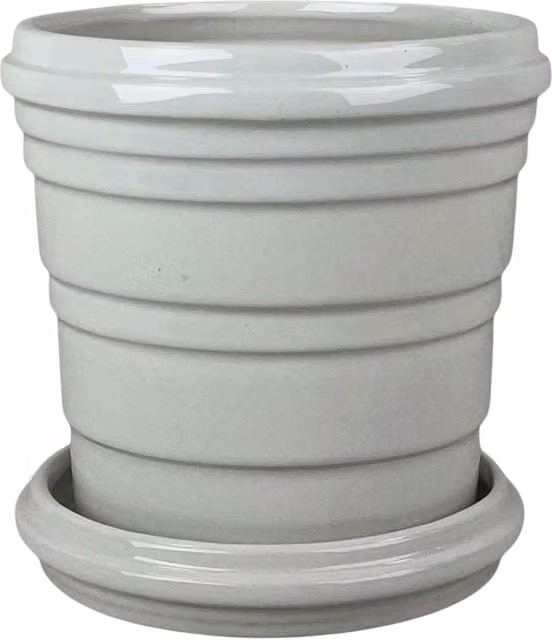 Four Candle White Ribbed Ceramic Pot and Saucer