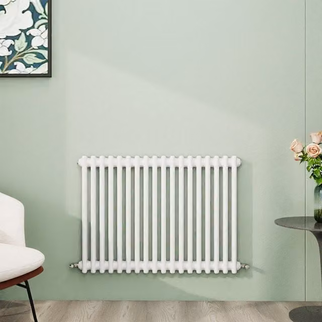 AicaBathroom Horizontal Traditional Cast Iron Style 2 Column Steel Radiator in White, W/D/H: 83 x 60 x 60 cm