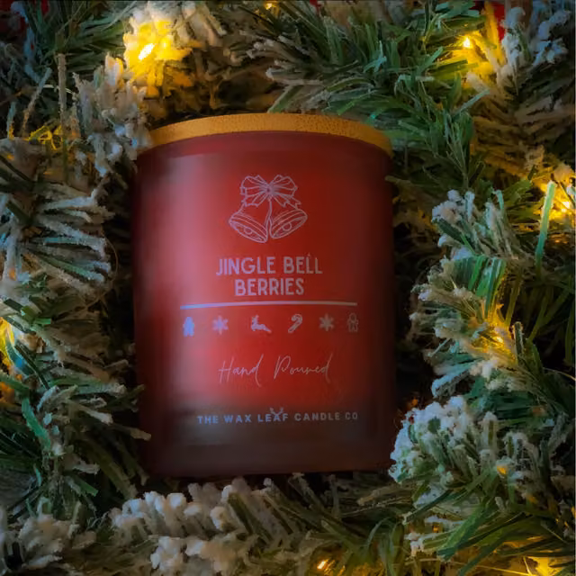 The Wax Leaf Candle Co Jingle Bell Berries Woodwick Christmas Candle in Red