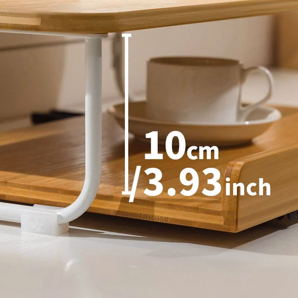 Kelvenix Bamboo Coffee Machine and Tea Cup Storage Stand in Natural Brown and Sand, W/D/H: 43.0 x 31.5 x 14.0 cm – 2