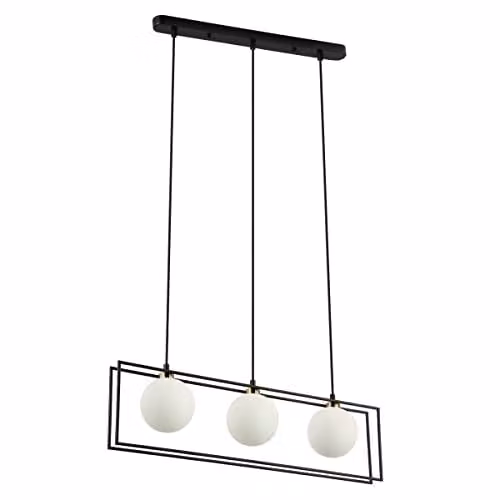 Netlighting Grosetta Modern 3 Light Sphere Glass Pendant Ceiling Light in Black or White with G9 Bulbs – 1