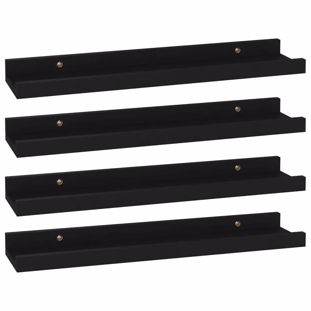 Berkfield Home Wall Mounted Shelves, 4 Piece Set, Black, W: 40 cm, D: 9 cm, H: 3 cm – 2