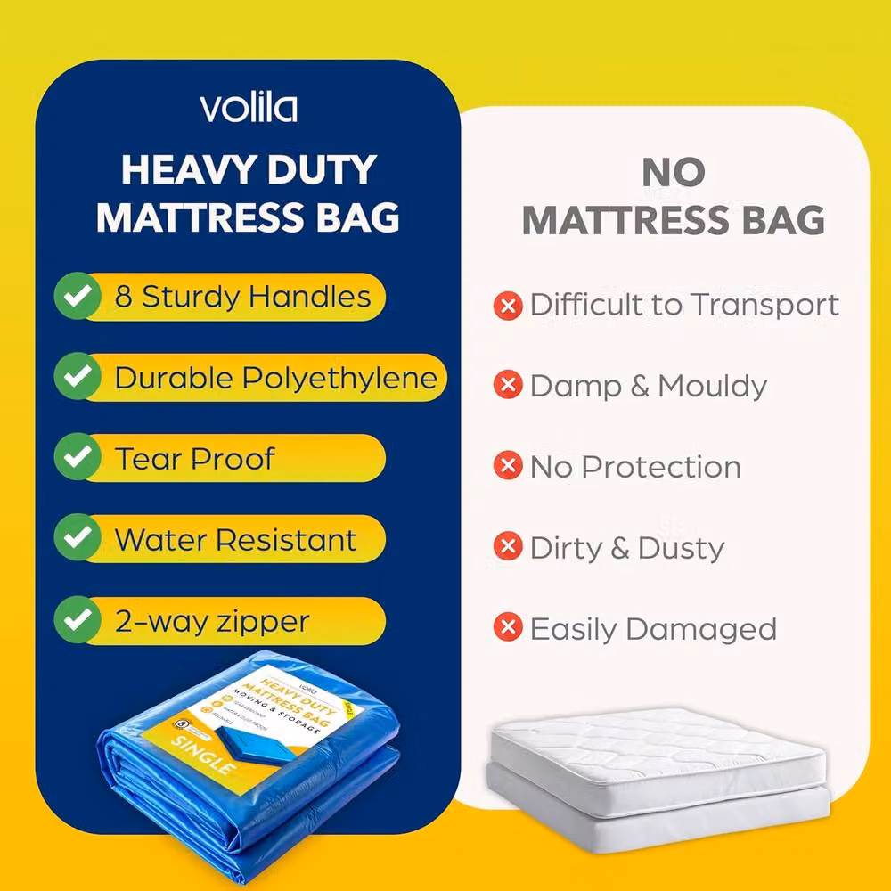 volila Waterproof and Heavy-Duty Mattress Moving Bag in Blue, Large – 7