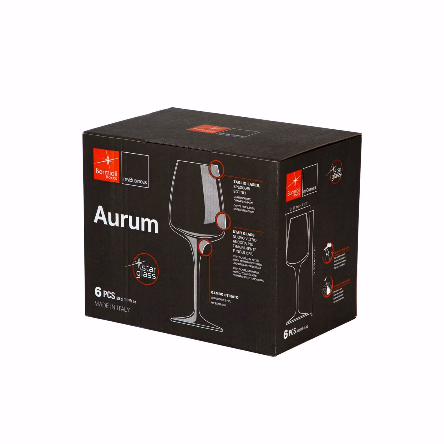 Bormioli Rocco Aurum Transparent Wine Glasses, 350ml – 3