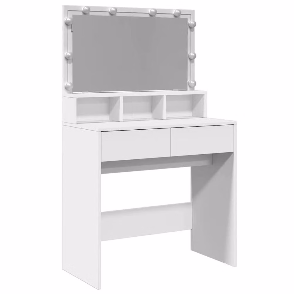 Berkfield Home Beautiful LED Dressing Table in White, W/D/H: 80 x 41 x 134.5 cm – 3