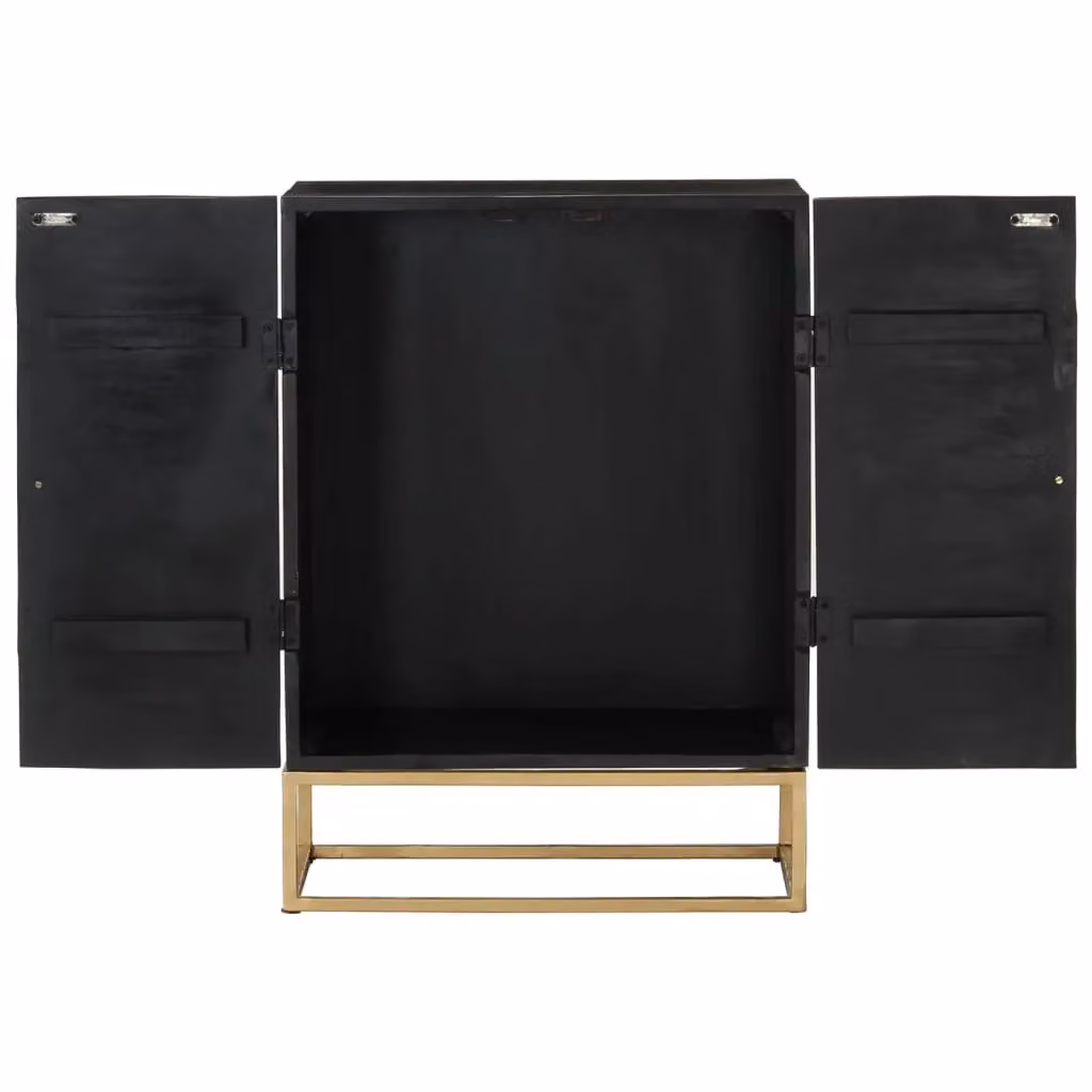 Berkfield Home Black Industrial Sideboard in Solid Mango Wood and Iron, W/D/H: 55 x 34 x 75 cm – 3