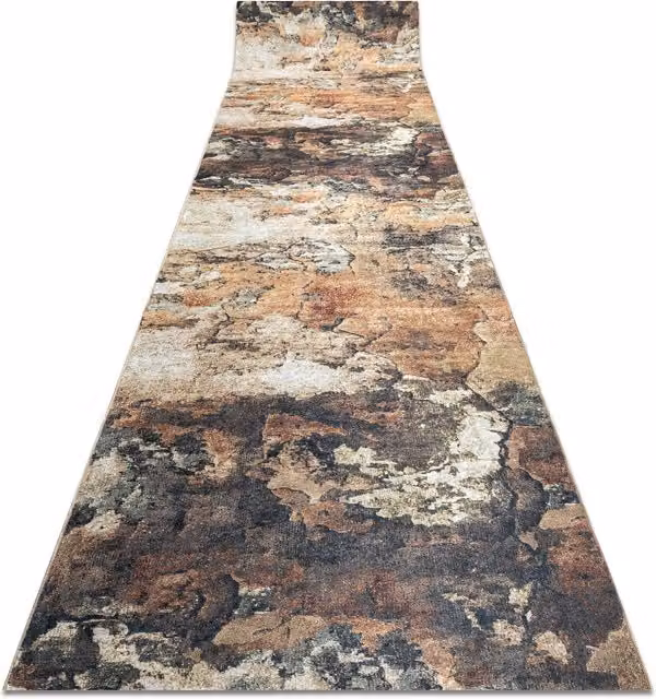 RugsX Lotus Anti-Slip Abstract Runner in Beige and Multicolour, W: 80 cm, L: 270 cm