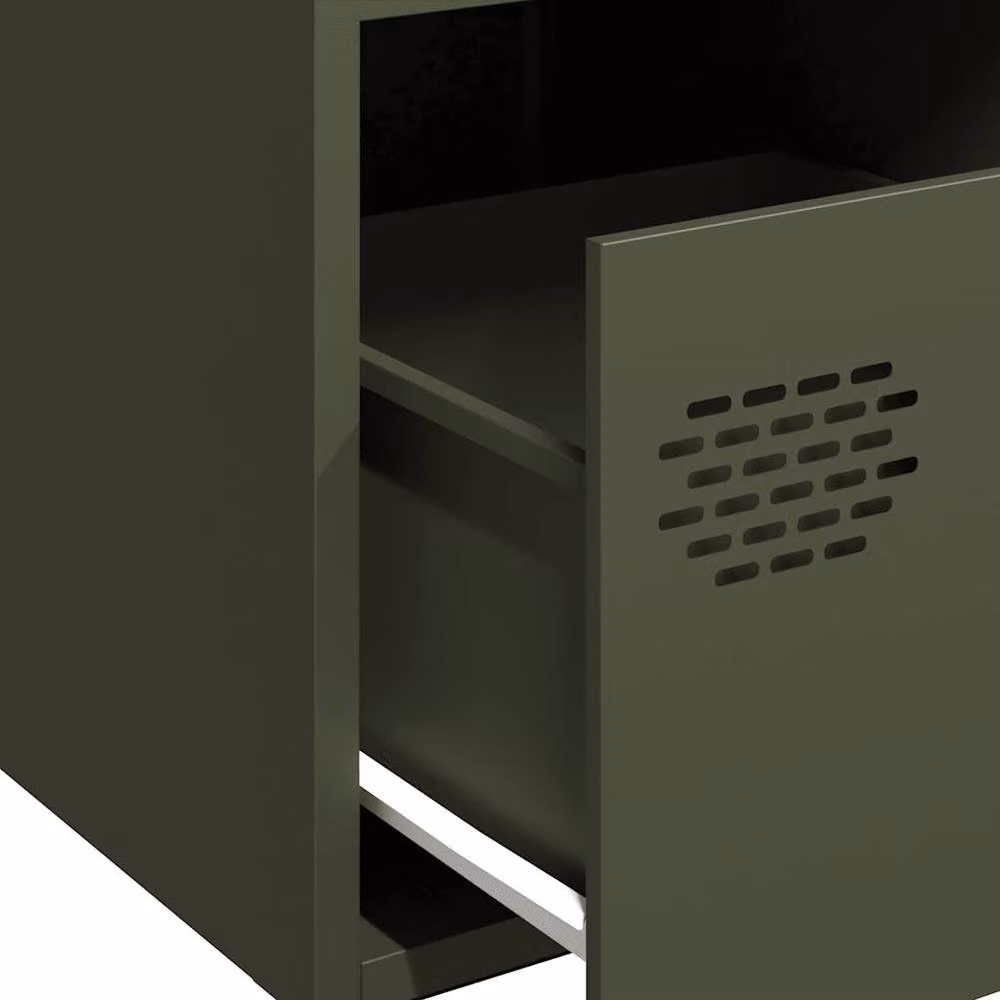 Berkfield Home Sideboard in Olive Green, Matt Metal, W: 68 cm, D: 39 cm, H: 73.5 cm – 4