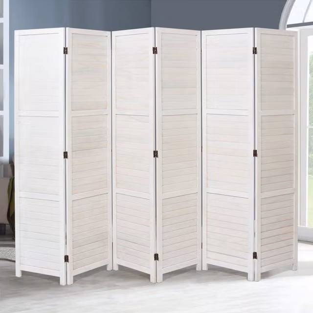 Livingandhome Shabby Chic White Wood and Metal Room Divider, Height: 240 cm