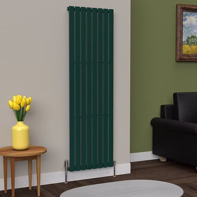 Lux Heat Flat Coloured Vertical Radiator in Green, H 180 cm x W 56 cm