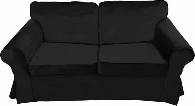 IKEA Ektorp Velvet Sofa Cover in Black, Stain Resistant, Width: 179 cm