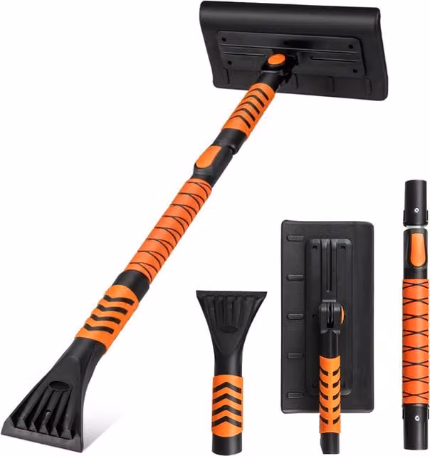 Costway Extendable Aluminium Snow Shovel and Ice Scraper in Black